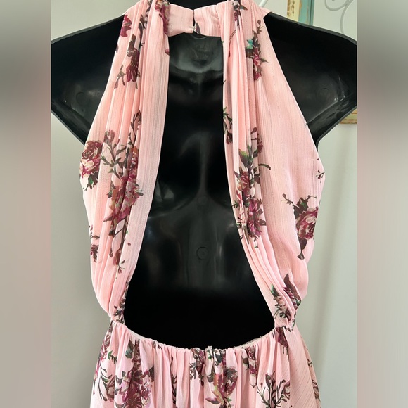 Marchesa Notte Carrara Blush Floral Halter Lurex ‎ Maxi  SZ 2 pink Cottage Core - Picture 6 of 16